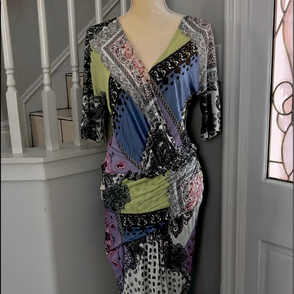 Etro Milano Paisley Faux Wrap Dress Size 48